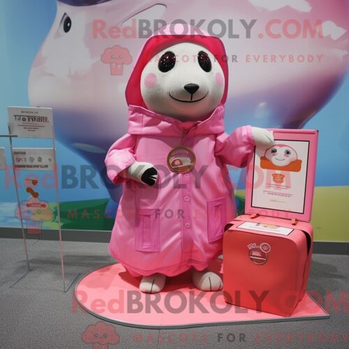 Costume De Mascotte Redbrokoly De Raton Laveur Lavande Habillé Avec Une Robe Taille Empire Et Des Broches
