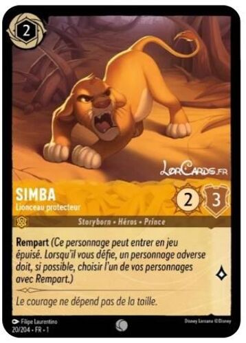 Lorcana Simba Lionceau Protecteur 20 / 204