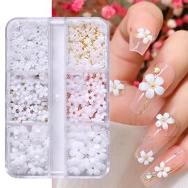 Charmes D'art D'ongle De Fleur 3d Blanc Blanc
