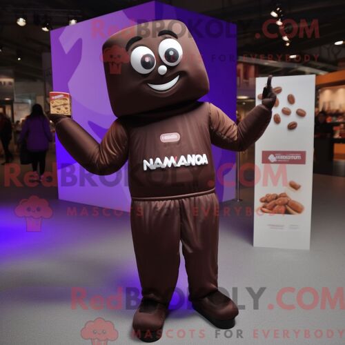 Costume De Mascotte Redbrokoly De Barres De Chocolat Habillé D Un Body Et De Coussinets De Pieds
