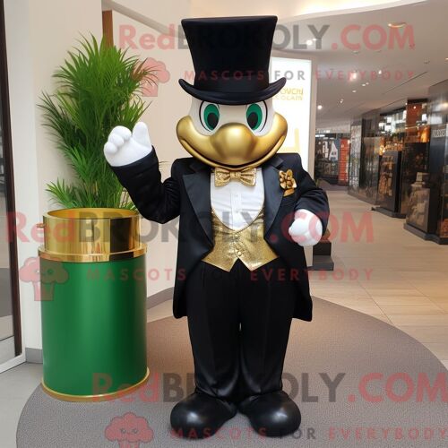 Costume De Mascotte Redbrokoly Gold Pot Of Gold Habillé Avec Un Smoking Et Des Pochettes