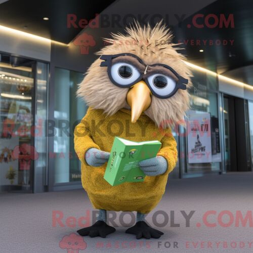 Costume De Mascotte Redbrokoly De Zébu Rouge Habillé D Un Pantalon En Velours Côtelé Et D Épingles À Châle
