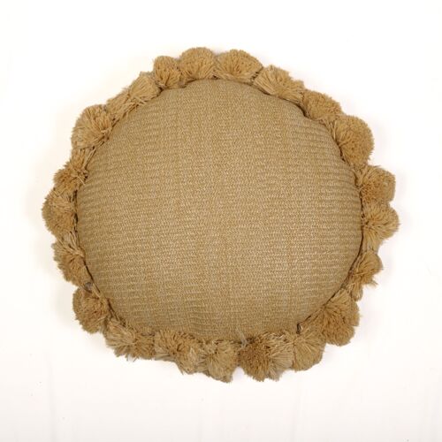Coussin Effet Raphia - Forme De Soleil - 50x15cm