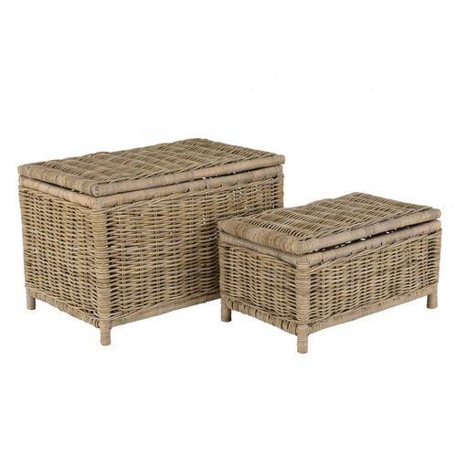 Set De 2 Coffres De Rangement Rectangulaires En Kubu Naturel