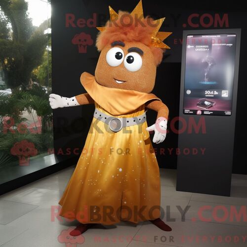 Costume De Mascotte Redbrokoly De Rust Ray Habillé D Une Robe De Soirée Et De Montres Numériques