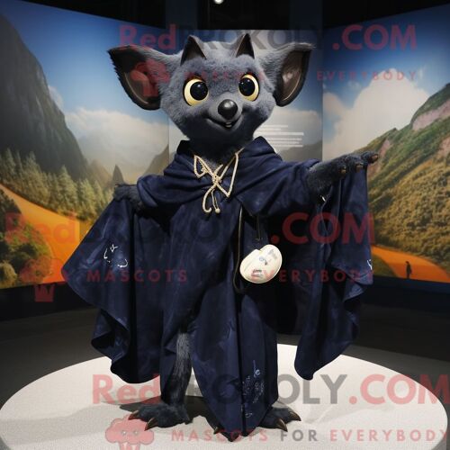 Costume Mascotte Redbrokoly De Chauve-Souris Marine Personnage Habillé D Un Cardigan Et De Châles