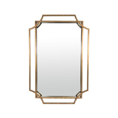 Miroir art déco en métal doré 60x90cm