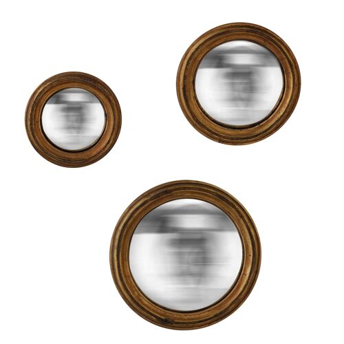 Emde - Lot de 3 miroirs ronds convexes dorés 20, 24 et 26cm - Jaune