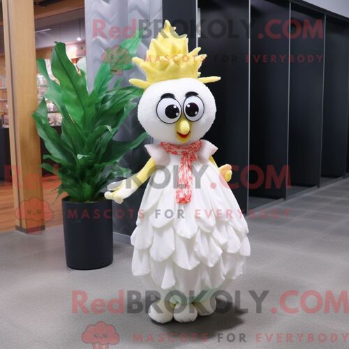 Costume Mascotte Redbrokoly De Loup-Garou Jaune Citron Habillé Avec Une Veste De Costume Et Des Bracelets