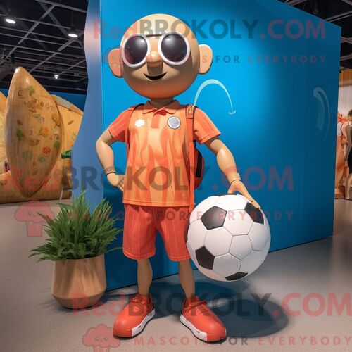 Personnage De Costume De Mascotte Redbrokoly De Ballon De Football Beige Habillé D Un Maillot De Bain Et De Sacs À Main