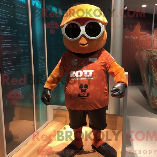 Personnage De Costume De Mascotte Redbrokoly De Rust But Habillé Avec Un Maillot De Bain Et Des Lunettes De Soleil