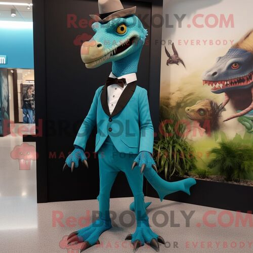 Costume De Mascotte Redbrokoly De Dimorphodon Turquoise Personnage Habillé Avec Un Pantalon Habillé Et Des Épinglettes