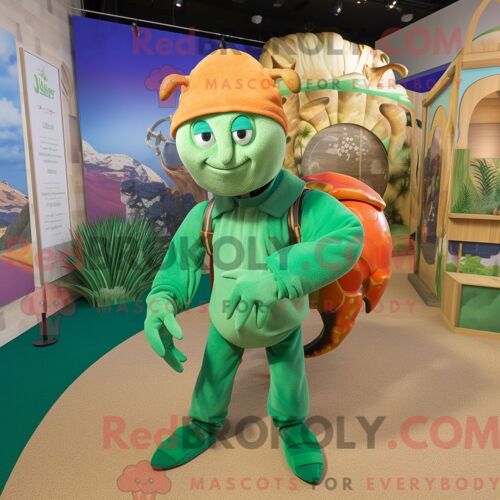 Mascotte Redbrokoly De Bernard-L Ermite Vert Costume De Personnage Habillé Avec Un Pantalon Et Des Boucles D Oreilles