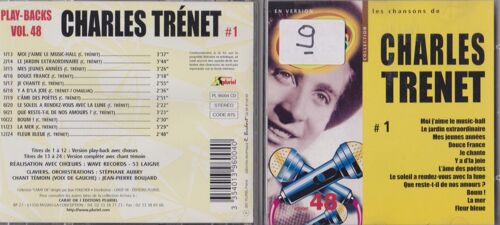 Cd Les Chansons De Charles Trenet En Version Play-Backs Moi J'aime Music-Hall - Le Jardin Extraordinaire -Mes Jeunes Années - Douce France - Je Chante Y'a De La Joie - La Mer -Boum - L'âme Des P