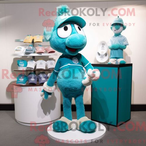 Personnage De Costume De Mascotte Redbrokoly De Glace Sarcelle Habillé Avec Un T-Shirt Polo Et Un Porte-Monnaie