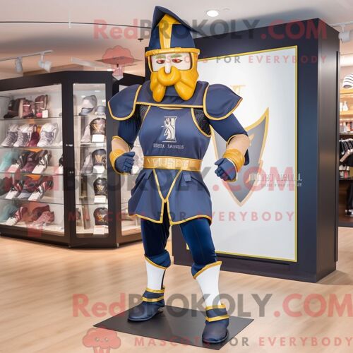 Costume De Mascotte Redbrokoly De Chevalier Médiéval De La Marine Habillé D Un Short De Course Et De Ceintures