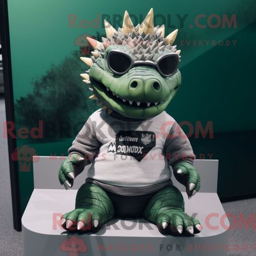 Costume De Mascotte Redbrokoly De Dragon Bleu Habillé Avec Un T-Shirt À Manches Longues Et Des Sacs À Dos