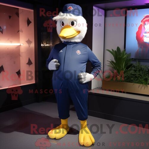 Costume Mascotte Redbrokoly De Poulet Marine Personnage Habillé Avec Des Leggings Et Des Casquettes