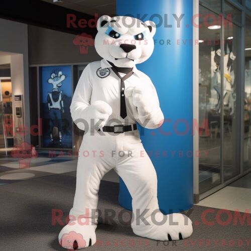Costume De Mascotte Redbrokoly De Panthère Blanche Habillé D Un Pantalon Habillé Et De Coussinets De Pieds