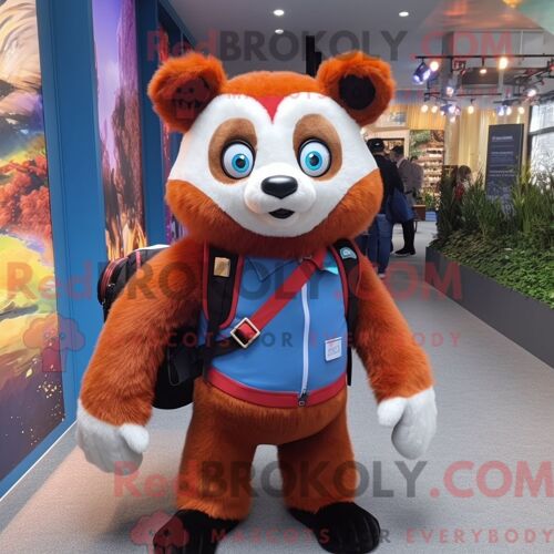 Costume De Mascotte Redbrokoly De Tan Heart Habillé Avec Une Robe Midi Et Des Sacs À Dos