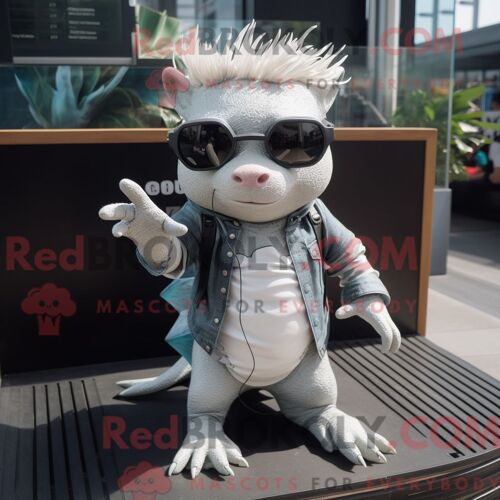 Costume Mascotte Redbrokoly De Lion Bleu Sarcelle Habillé D Un Jegging Et De Pinces À Cheveux