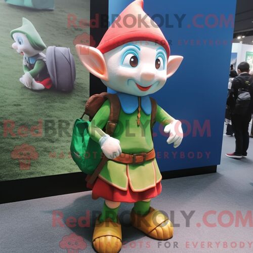 Costume De Mascotte Redbrokoly De Calamars Frits Turquoise Personnage Habillé D Un Pantalon En Velours Côtelé Et D Épingles À Châle