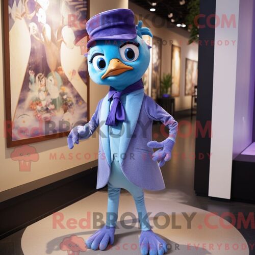 Personnage De Costume De Mascotte Redbrokoly De Geai Bleu Lavande Habillé Avec Un Jegging Et Des Noeuds Papillons