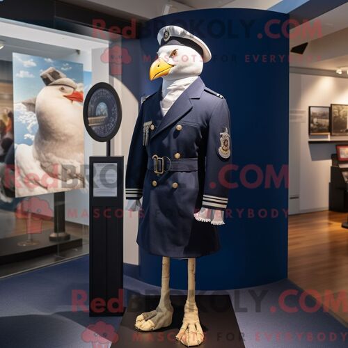 Costume De Mascotte Redbrokoly De Mouette Marine Habillé D Une Robe Portefeuille Et D Épingles À Cravate