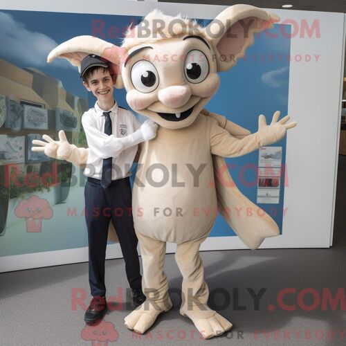 Costume Mascotte Redbrokoly De Fée Des Dents Beige Personnage Habillé Avec Une Chemise Oxford Et Des Cravates