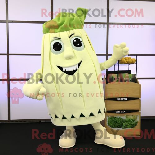 Costume De Mascotte Redbrokoly De Céleri Crème Personnage Habillé Avec Un Short Et Des Pochettes
