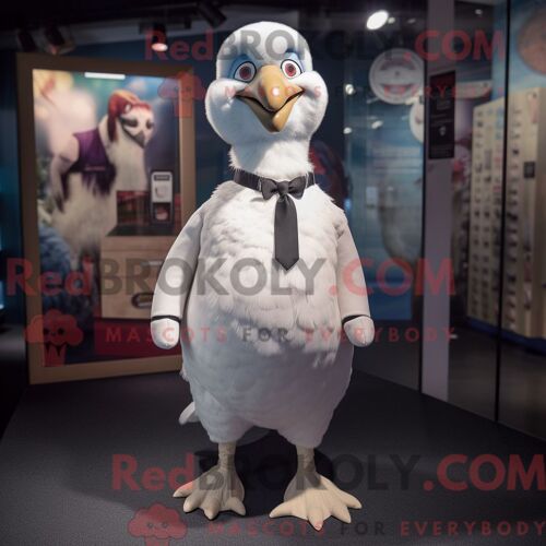 Costume De Mascotte Redbrokoly De Paon Blanc Habillé D Une Chemise Boutonnée Et De Cravates