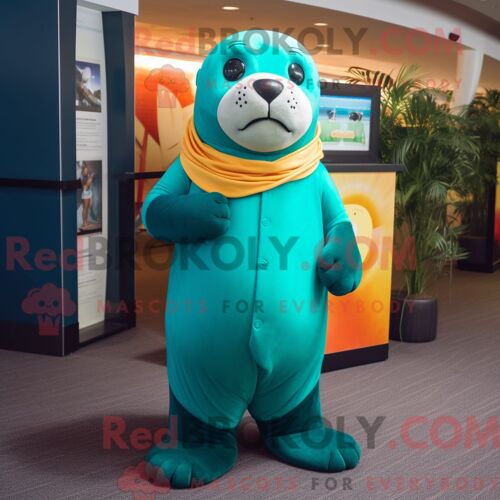 Costume De Mascotte Redbrokoly D Otarie Pêche Personnage Habillé D Une Robe De Soirée Et De Pinces À Chaussures
