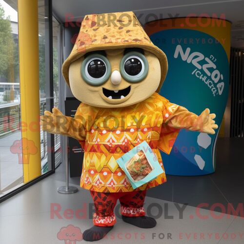 Costume De Mascotte Redbrokoly Nachos Habillé Avec Une Combishort Et Des Pochettes