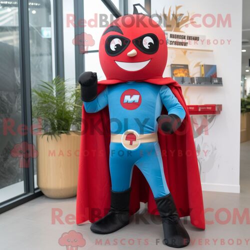 Costume De Mascotte Redbrokoly De Super-Héros Habillé D Une Veste De Costume Et De Pochettes De Costume