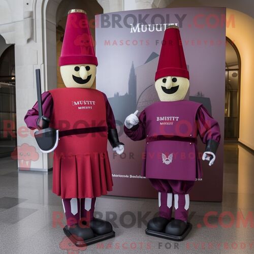 Personnage Mascotte Redbrokoly De La Garde Suisse Magenta Habillé D Une Robe Fourreau Et De Ceintures De Smoking