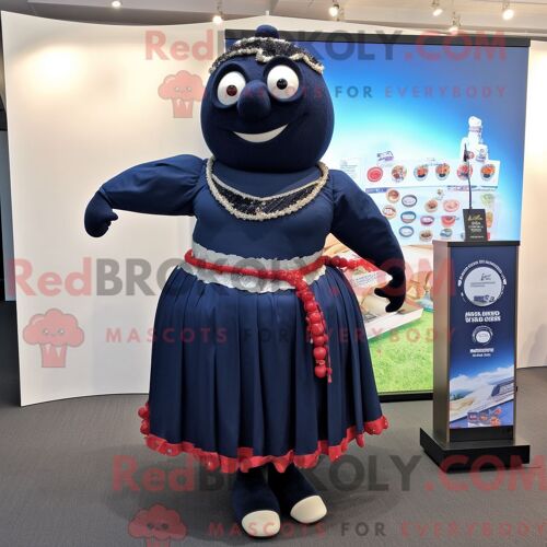 Costume De Mascotte Redbrokoly De Poivre Bleu Marine Habillé Avec Une Jupe Longue Et Des Bracelets