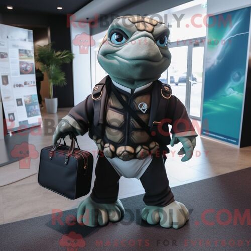 Costume De Mascotte Redbrokoly De Tortue De La Mer Noire Personnage Habillé Avec Une Barboteuse Et Des Porte-Documents