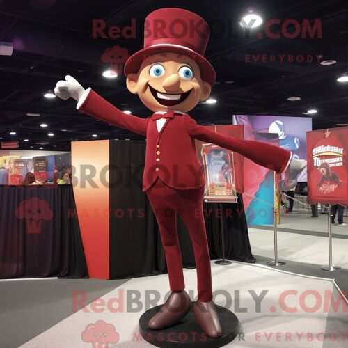 Personnage De Costume De Mascotte Redbrokoly De Trapèze Marron Habillé Avec Un Costume Et Des Casquettes