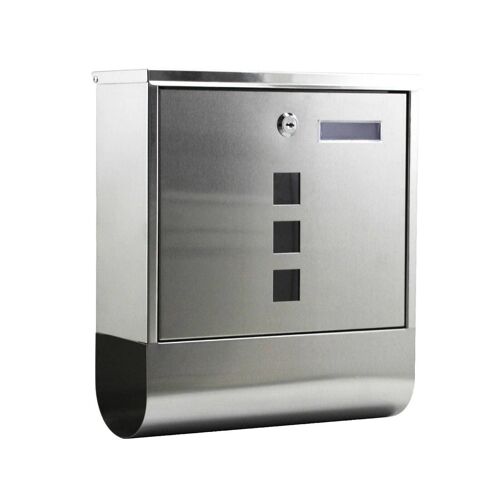 Boite aux lettres design avec porte-journaux pour montage au mur 30,5 x 9,6 x 33,5 cm acier inoxydable Helloshop26 16_0000052