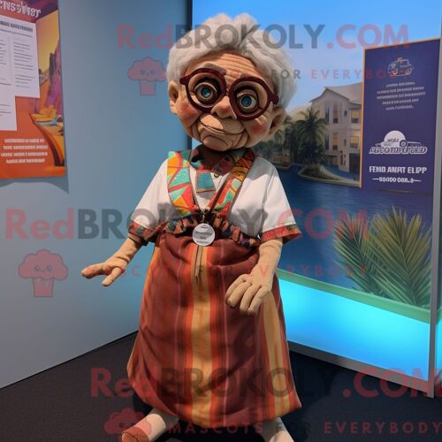 Costume Mascotte Redbrokoly De Marine Recon Beige Habillé D Une Veste Et D Anneaux