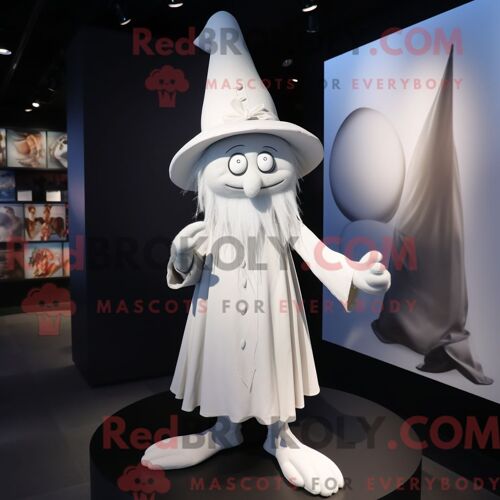 Costume Mascotte Redbrokoly De Chapeau De Sorcière Blanche Personnage Habillé D Une Chemise En Popeline Et De Cravates