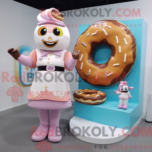 Personnage Mascotte Redbrokoly De Beignet Habillé D Une Robe Portefeuille Et De Montres Intelligentes