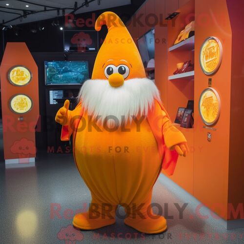 Mascotte Redbrokoly De Magicien Orange Habillé Avec Un Pantalon De Jogging Et Des Épingles À Cheveux