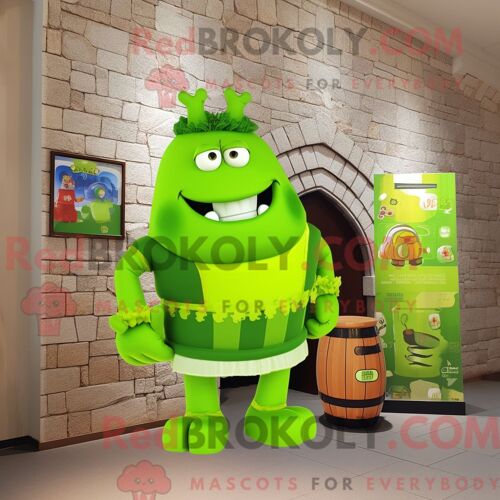 Costume Mascotte Redbrokoly De Monocycliste Crème Personnage Habillé Avec Une Mini-Jupe Et Des Bracelets