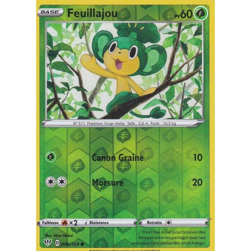 Carte Pokemon - Feuillajou - 6/189 - Reverse - Épée Et Bouclier 3 Ténèbres Embrasées