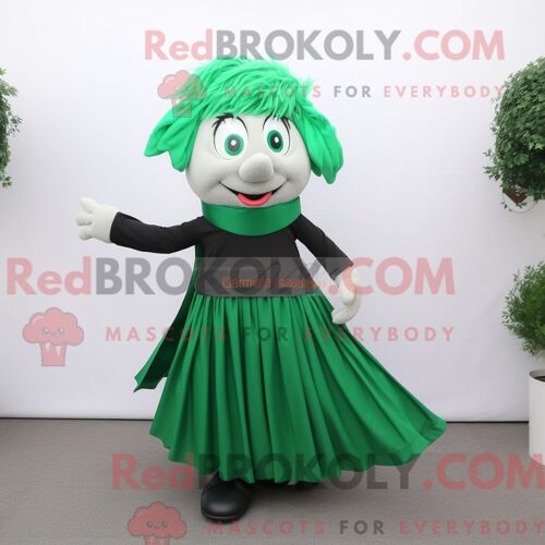 Costume De Mascotte Redbrokoly Du Drapeau Irlandais Vert Forêt Personnage Habillé Avec Une Jupe Plissée Et Des Clips Pour Écharpe