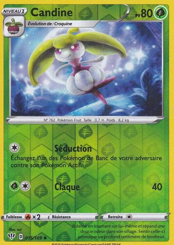 Carte Pokemon - Candine - 15/189 - Reverse - Épée Et Bouclier 3 Ténèbres Embrasées