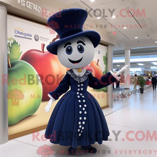 Costume De Mascotte Redbrokoly De Pomme Marine Personnage Habillé Avec Une Robe De Bal Et Des Chapeaux