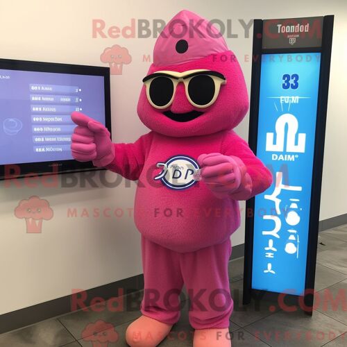 Costume De Mascotte Redbrokoly Jambalaya Rose Habillé D Un Camouflage Et De Montres Numériques