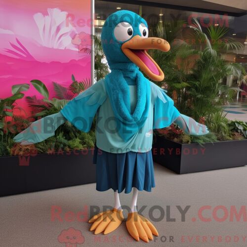 Costume De Mascotte Redbrokoly De Flamant Rose Habillé D Un Short De Course Et De Châles